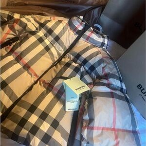 Burberry Check Cropped Puffer Jacket